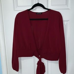 Crepe Crisscross Wrap Top